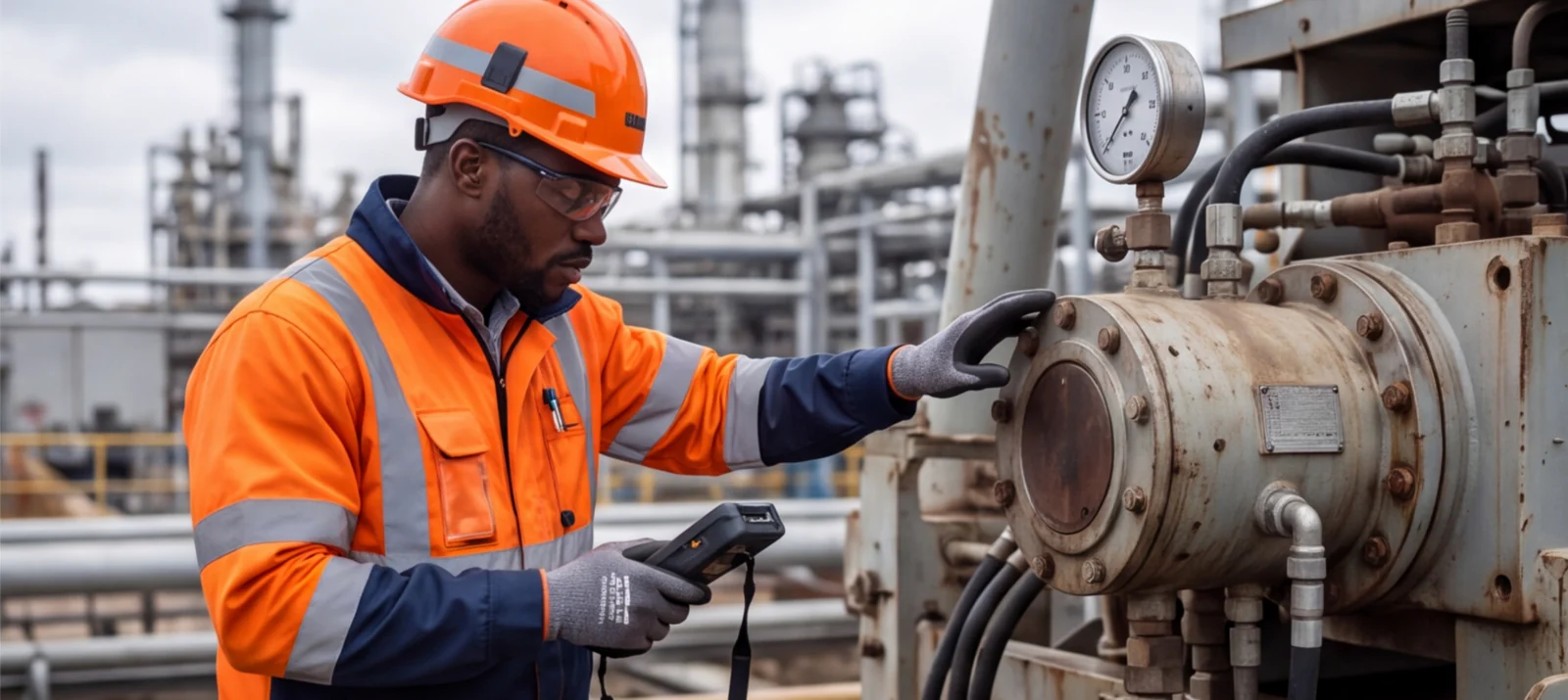 BIMSL field technician inspecting industrial equipment
